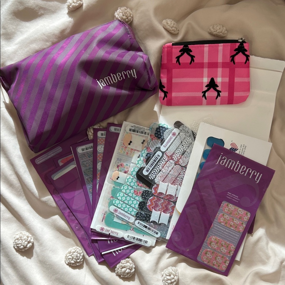 Jamberry Nail Wrap Collection with Purple and Pink Pouches